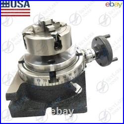 New Horizontal And Vertical Rotary Table With 70mm 4 Jaw Chuck Backplate USA