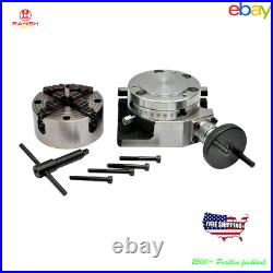 New ROTARY TABLE 4/100mm WITH 100mm 4 JAW INDEPENDENT CHUCK USA RAHISHTOOLS