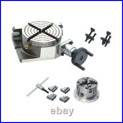 New Rotary Table 3/75mm, 4jaw Chuck Self Centring with Back Plate Set, Clamping