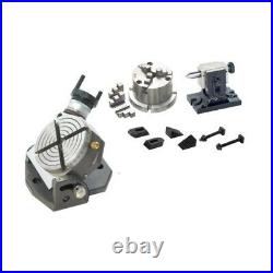 New Rotary Table 4/100mm Tilting 80mm 3Jaw Chuck Back Plate, Tail Stock &Clamps