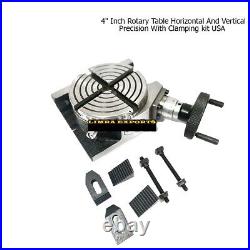 New Rotary Table 4 Inch Horizontal And Vertical Precision With Clamping kit US