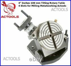 New Rotary Table 4'' Inch Tilting 100 mm (4 slot) For Milling Machine USA
