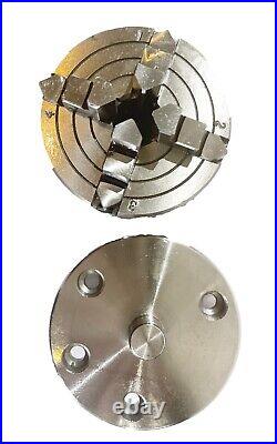 New Rotary Table 4 inch H V With 70 mm Chuck 4 Jaw Plus Backplate T-nuts USA