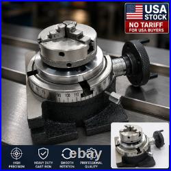 New Rotary Table Horizontal And Vertical With 65 mm 3 Jaw Chuck Backplate USA