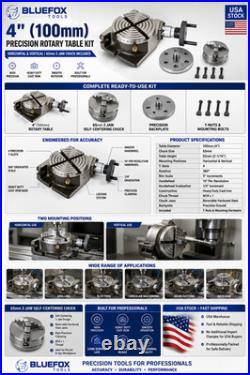 New Rotary Table Horizontal And Vertical With 65 mm 3 Jaw Chuck Backplate USA