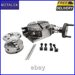 New Rotary Table Horizontal Vertical With 65mm 3 Jaw Lathe Chuck Backplate USA