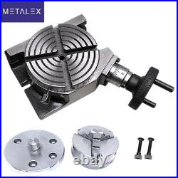 New Rotary Table Horizontal Vertical With 65mm 3 Jaw Lathe Chuck Backplate USA