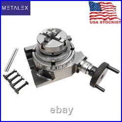 New Rotary Table Horizontal Vertical With 65mm 4 Jaw Lathe Chuck Backplate USA