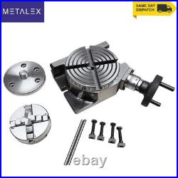 New Rotary Table Horizontal Vertical With 65mm 4 Jaw Lathe Chuck Backplate USA