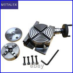New Rotary Table Horizontal Vertical With 70mm 4 Jaw Lathe Chuck Backplate USA