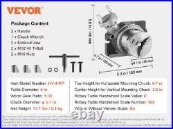 Precision Milling Rotary Table 4''/100Mm Horizontal Vertical Model with 3-Jaw Ch