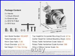 Precision Milling Rotary Table 4''/ 100 mm, Horizontal Vertical with 3-Jaw Chuck