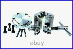 ROTARY TABLE 4/100mm WITH 100mm 3 JAW SELF CENTERING CHUCK & BACKPLATE
