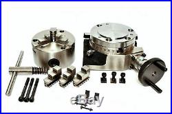 ROTARY TABLE 4/100mm WITH 80mm 3 JAW SELF CENTERING CHUCK & M6 CLAMPING KIT