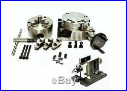 ROTARY TABLE 4/100mm WITH 80mm SELF CENTERING CHUCK, TAILSTOCK &M6 CLAMPING KIT