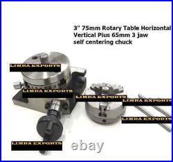 Rotary Table 3 75 mm Horizontal Vertical + 65 mm 3 jaw self centering chuck