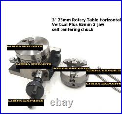 Rotary Table 3 75 mm Horizontal Vertical + 65 mm 3 jaw self centering chuck