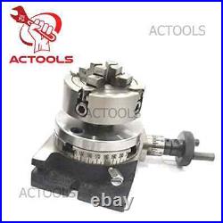 Rotary Table 3 inch 75mm H / V With 70mm 4 Jaws Independent Chuck + Back Plate