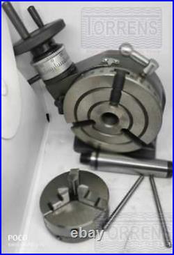 Rotary Table 4Inch/100 mm 3 Slot H-V MT2 Bore + MT2 Arbour + 65mm 3 jaw chuck