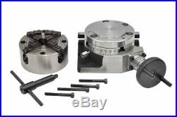 Rotary Table 4/100 MM With 65 MM 4 Jaw Independent Chuck & Backplate