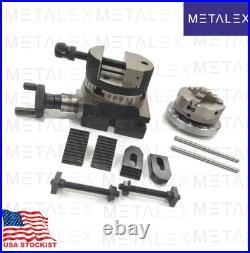 Rotary Table 4 4-Slot + 80mm Backplate + 70mm 4 Jaw Independent Chuck + Vise