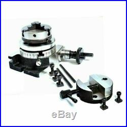 Rotary Table 80 mm 3 in 4 Slot With 50 mm Mini Lathe Chuck And Rotary Vice 80 mm