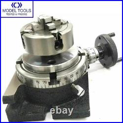 Rotary Table Horizontal & Vertical 3 75mm With 50mm Lathe Chuck With Back Plate
