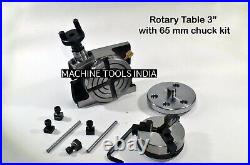 Rotary Table Horizontal & Vertical 3/75mm with65mm Lathe Chuck for Milling Machin