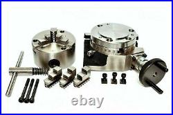 Rotary Table Horizontal & Vertical 4 / 100 mm with 80 mm Lathe Chuck & BackPlat