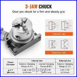 Rotary Table for Milling Machines 4'' Horizontal Vertical with 3-Jaw Chuck
