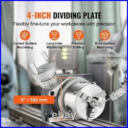Rotary Table for Milling Machines 4'' Horizontal Vertical with 3-Jaw Chuck