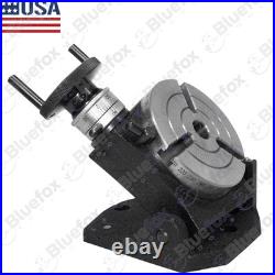 Tilting 4 (100mm) Rotary Table Horizontal Vertical 3-Slot MT2 Bore for Milling
