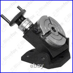 Tilting 4 (100mm) Rotary Table Horizontal Vertical 3-Slot MT2 Bore for Milling