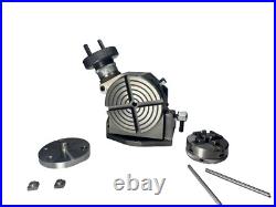 Tilting Rotary Table 4'' IN + 4-Jaw SelfCentering Chuck 65MM +T-nut + Back Plate