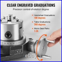 Uimoso Rotary Table for Milling Machines 4''Horizontal Vertical with 3-Jaw Chuck
