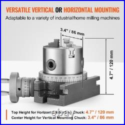 Uimoso Rotary Table for Milling Machines 4''Horizontal Vertical with 3-Jaw Chuck