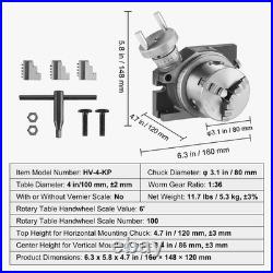 Uimoso Rotary Table for Milling Machines 4''Horizontal Vertical with 3-Jaw Chuck