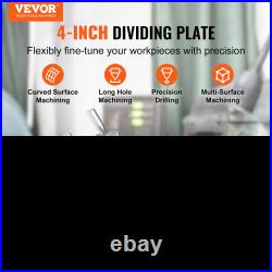 VEVOR 4 Rotary Table Horizontal/Vertical with 80mm 3-Jaw Chuck & M10 Bolts