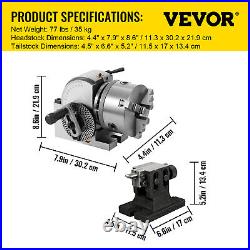 VEVOR Indexing Dividing Head 6 3 Jaw Chuck & Tailstock for CNC Milling Machine