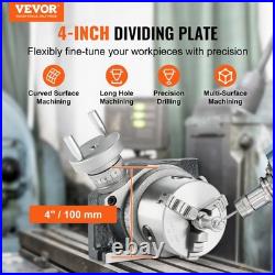 VEVOR Rotary Table for Milling Machines 4'' Horizontal Vertical with 3-Jaw Chuck