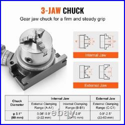 VEVOR Rotary Table for Milling Machines 4'' Horizontal Vertical with 3-Jaw Chuck