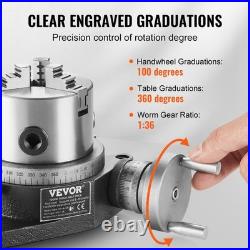 VEVOR Rotary Table for Milling Machines 4'' Horizontal Vertical with 3-Jaw Chuck